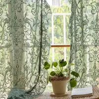 Unyqoos Elegante groene gordijnen met bloemenruches voor een rustieke woonkamerstijl