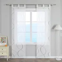 Unyqoos Transparante voile schuifgordijnen set voor woonkamer met lussen 57x145cm