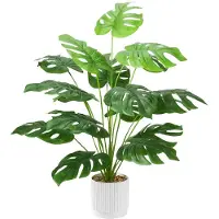 Unyqoos Kunstplant, tropisch model – 71 cm, 18 bladeren, verstelbare takken, groen, bladeren van zijde en polyester, geschikt voor binnen- en buitengebruik