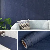 Unyqoos Blauwe zelfklevende houtlook folie voor meubels en keukens 40 cm x 10 m