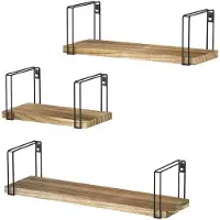 Unyqoos Stijlvolle Houten Wandplank Set van 3 voor Diverse Ruimtes in Huis