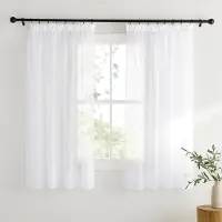 Unyqoos Transparante Voile Gordijnen Set van 2 met Plooiband voor Diverse Ruimtes, 175 x 140 cm