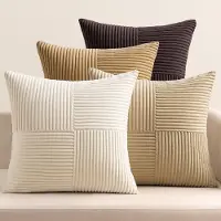 Unyqoos Set van 4 stijlvolle ribfluwelen sierkussenhoezen voor huisdecoratie
