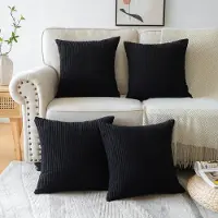 Unyqoos Set van 4 Luxe Corduroy Kussenhoezen voor Stijlvolle Huisdecoratie, Zachte Sierkussens voor Elke Ruimte