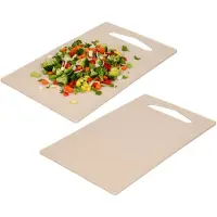 PlasticForte Keuken Snijplank - 2x - taupe - 36 x 24 cm - kunststof - voor groente, fruit, vlees en vis