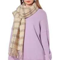 Unyqoos Stijlvolle geruite damessjaal met franjes voor een warme winterlook