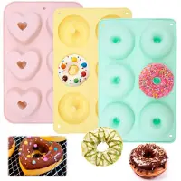 Unyqoos Set van drie herbruikbare siliconen bakvormen voor donuts en muffins