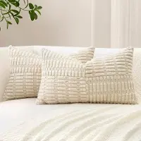 Unyqoos Set van 2 decoratieve corduroy kussenslopen met boho gestreept patroon