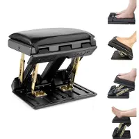 Unyqoos Ergonomische Voetsteun met Massagefunctie - In hoogte verstelbaar, Zwart