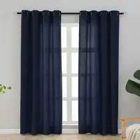 Unyqoos Set van 2 donkerblauwe gordijnen met ringen voor optimale privacy en lichtinval