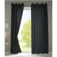Unyqoos Elegante zwarte microsatijnen gordijnen set met ogen en lichtdoorlatend design