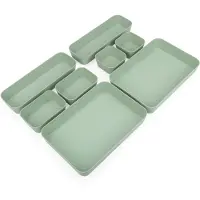 Unyqoos Groene 8-delige Lade Organizer Set voor Georganiseerde Ruimtes in Huis