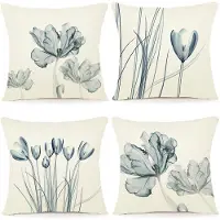Unyqoos Set van 4 Bloemenpatroon Kussenhoezen voor Binnen en Buiten, 40 x 40 cm