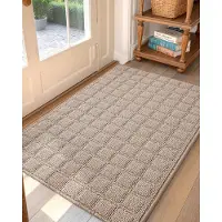 Unyqoos Stijlvolle en Functionele Deurmat voor Binnengebruik, Absorberend en Antislip Ontwerp, 61 x 92 cm, Kaki