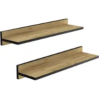 Unyqoos Stijlvolle Zweedse Wandplanken met Onzichtbare Bevestiging voor Diverse Kamers, 60 cm, Set van 2, Eiken en Zwart Afwerking