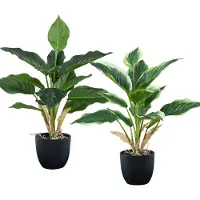 Unyqoos Set: 2 realistische kunstplanten in zwarte potten, gemakkelijk in onderhoud, kunststof, 41 cm – Decoratie voor woonkamer en kantoor