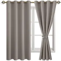 Unyqoos Stijlvolle Verduisteringsgordijnen met Ringen voor Slaapkamer of Woonkamer - Taupe, Set van 2, 175 x 140 cm