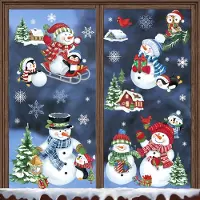 Unyqoos Herbruikbare kerst raamstickers met sneeuwpoppen en winterse decoratie voor ramen