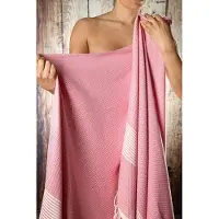 Unyqoos Extreem Zachte en Milieuvriendelijke Hamamdoek voor Bad, Sauna en Strand, 210 cm x 95 cm, Tencel Lyocell en Katoen, Roze en Wit