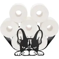 Unyqoos Vrijstaande toiletrolhouder in de vorm van een bulldog, van metaal, geschikt voor maximaal 7 rollen, water- en krasbestendig, 34,8 x 11 x 18,3 cm – Badkamer & keuken, geen boren nodig