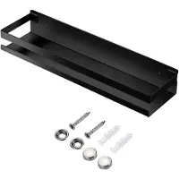 Unyqoos Zwarte wandplanken van roestvrij metaal voor keuken en badkamer 40 cm