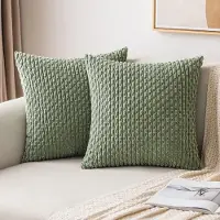 Unyqoos Set van twee decoratieve kussenslopen in grasgroen corduroy voor woonkamer