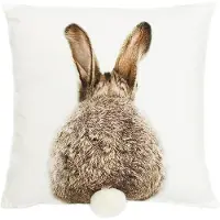 Unyqoos Decoratieve Kussenhoes met Pompons en Konijnendessin voor Lente Decoratie