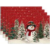 Unyqoos Set van 4 Wasbare Kerstplacemats voor Feestelijke Tafeldecoratie