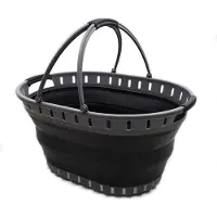 Unyqoos Wasmand van kunststof, opvouwbaar, draagbaar, ruimtebesparend, grijs/zwart, 25 liter