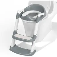 Unyqoos Opklapbaar toiletbril met opstapje voor kinderen, antislip met spatbescherming – 5-voudig in hoogte verstelbaar, TPE antislip pads, afneembaar PVC kussen