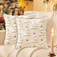 Unyqoos Set van 2 kerstkussenslopen met kerstboomontwerp voor sfeervolle decoratie
