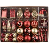 Unyqoos Set van 100 rode en gouden kerstballen voor feestelijke boomdecoratie