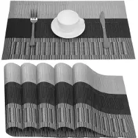 Unyqoos Stijlvolle Set van 6 Tafelbeschermers met Modern Grijs-Zwart Design
