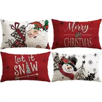 Unyqoos Set van 4 decoratieve kerstkussenhoezen met verborgen ritssluiting 40 x 60 cm