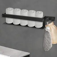 Unyqoos Stijlvolle Zelfklevende Handdoekhouder Met Twee Haken Voor Badkamergebruik Zonder Boren In Zwart Design
