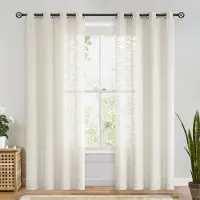 Unyqoos Beige Linnenlook Gordijnen met Oogjes voor Moderne en Klassieke Interieurs, Set van 2, 245 x 127 cm