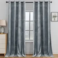 Unyqoos Set van 2 fluwelen verduisteringsgordijnen voor optimale isolatie en privacy 140 x 175 cm