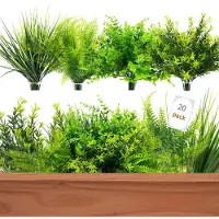 Unyqoos Kunstplantenset – 20 realistische, groene decoratieplanten (36 cm) voor binnen en buiten, onderhoudsvrij, UV-bestendig, kunststof