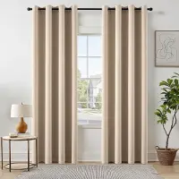 Unyqoos Grote Set van Zachte Beige Verduisteringsgordijnen met Ringen voor Optimale Privacy en Comfort