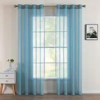 Unyqoos Elegante Transparante Gordijnen Set van 2 voor Woon- en Slaapkamer 245x140 cm Grijs/Blauw