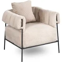 Unyqoos Stijlvolle corduroy fauteuil met kussen en metalen poten voor elke ruimte