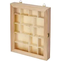 Unyqoos Houten vitrine met 16 vakken voor persoonlijke decoratie en organisatie