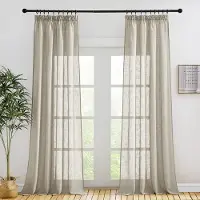 Unyqoos Geraffineerde Landelijke Gordijnen Met Linnenlook, Half-Transparant, 245 x 140 cm, Taupe, Set Van Twee Stuks