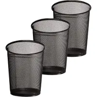 Unyqoos Set van 3 metalen prullenbakken met ademend netdesign voor thuis en kantoor