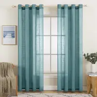 Unyqoos Elegante Set van 2 Luchtige Voilegordijnen met Oogjes voor Sfeervolle Kamers, 140 x 245 cm, Vaalblauw