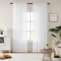 Unyqoos Transparante lichtfilterende witte gordijnen voor slaapkamer en woonkamer 245 x 137 cm