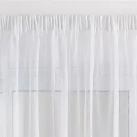 Unyqoos Moderne witte gordijn met linnenlook en plooiband voor privacy en stijl