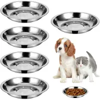Unyqoos RVS-voerbak voor honden en katten, rund, diameter 15 cm, hoogte 2,8 cm – geschikt voor voedsel, robuuste set van 5 stuks voor voer en water, vaatwasmachinebestendig