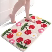Unyqoos Kleurrijke en Zachte Antislip Badmat met Kersenmotief voor Elke Ruimte