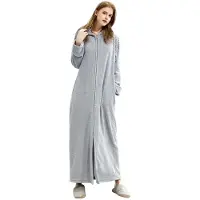 Unyqoos Comfortabele lange badjas met capuchon en ritssluiting voor dames